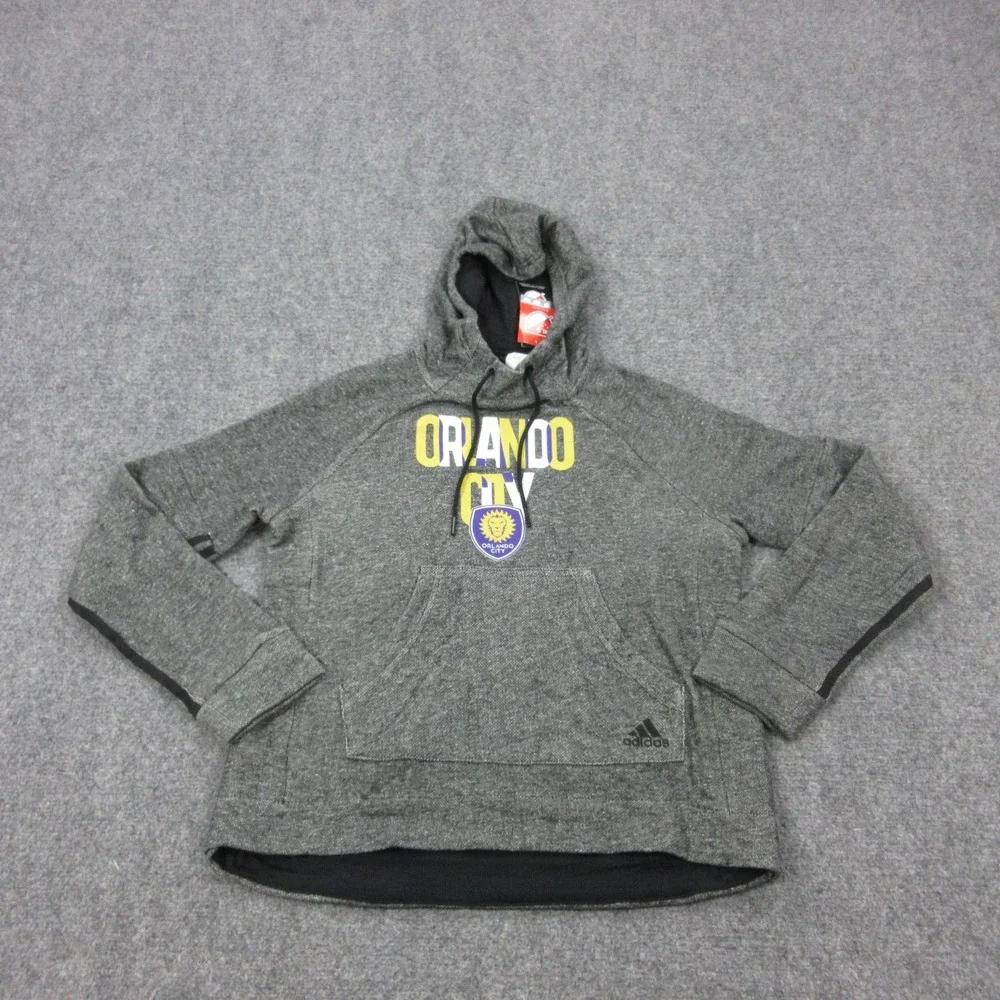 Orlando City SC Hoodie Sweatshirt Womens Small Gray Heathered MLS Soccer Adidas